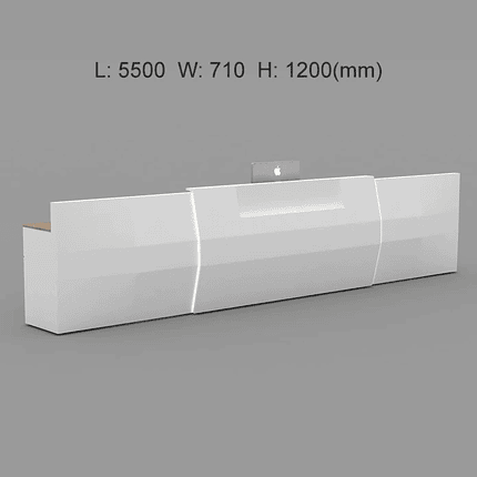 White Reception Desk with Wood Top and LED for Large Spaces