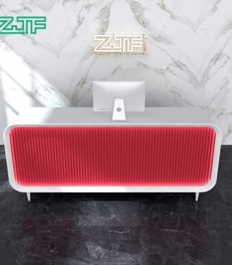 Red Mesh Reception Desk with LED for Boutique Hotels