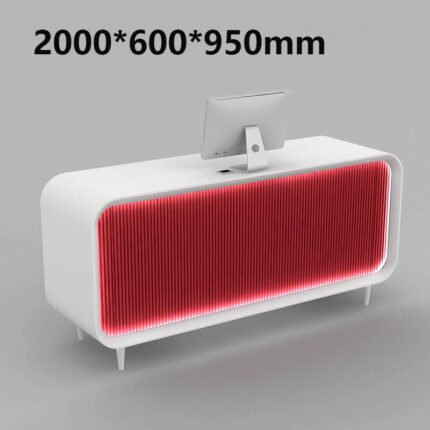Oval Reception Desk with Red LED for Office Spaces
