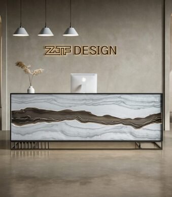 Bendis Marble LED Office Reception Desk