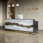 Reception Desk with Mountain Shape LED and Privacy Screen