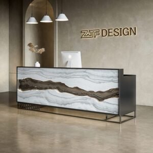 Reception Desk with Mountain Shape LED and Privacy Screen