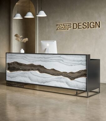 Reception Desk with Mountain Shape LED and Privacy Screen