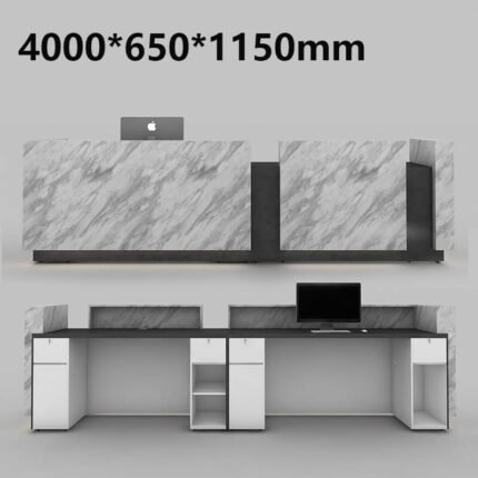 15-Foot Marble Reception Desk for Two Receptionists