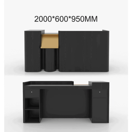 Black Reception Desk with Display for Restaurants
