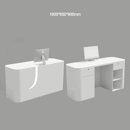 Gray Reception Counter with J LED for Salons and Spas