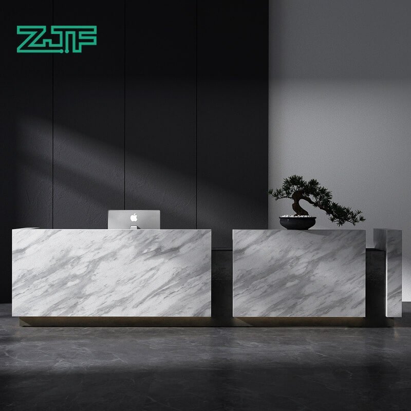 Reception Counter for Beauty Salon 15ft Large Marble 2 Person Reception Desk
