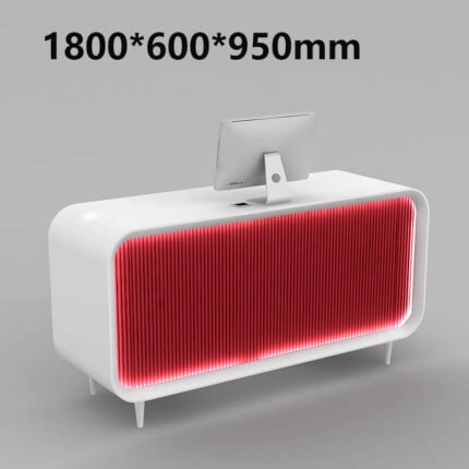 Red and White Reception Desk with LED for Spas