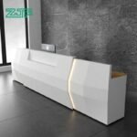 LED Reception Desk with Wood Grain and Privacy Panel