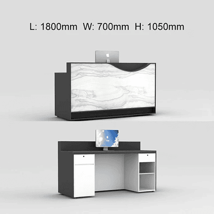 Modern Reception Desk with Marble Front and Privacy Shield