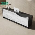 Dark Gray Top Reception Desk with Privacy Screen