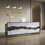Marble Reception Counter with LED and Privacy Shield
