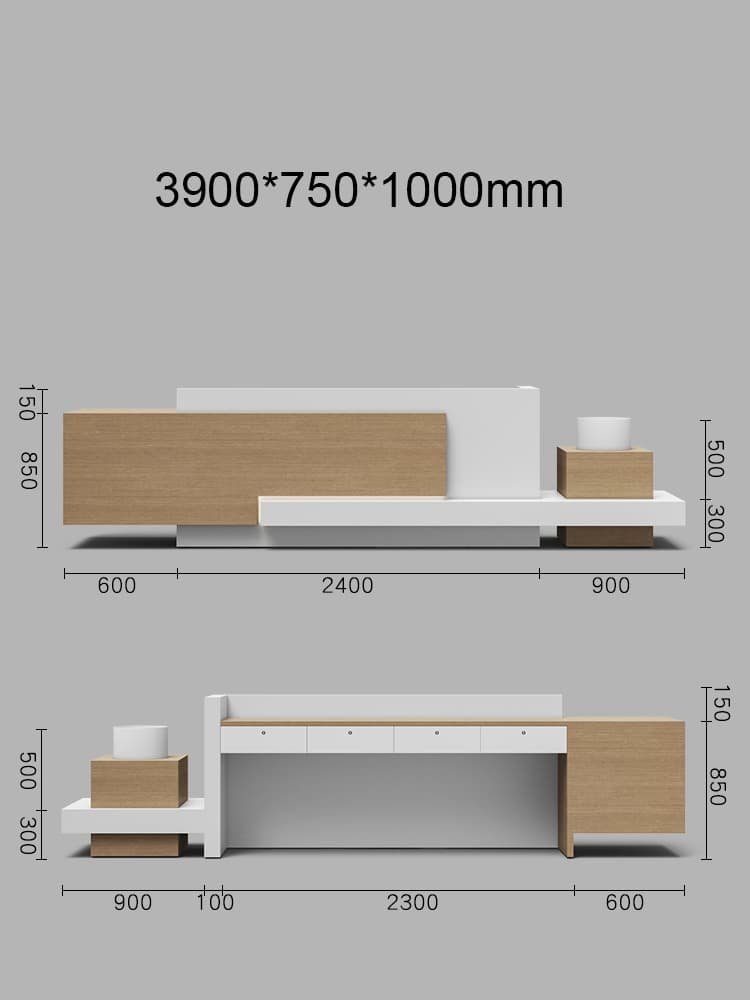 Large Reception Desk with LED Lighting for Salons