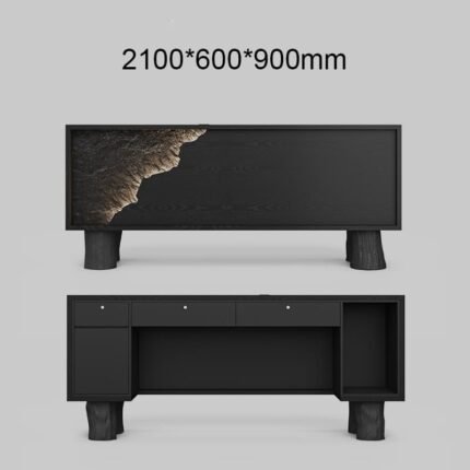 Black Woodgrain Reception Desk for Professional Studios