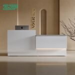 White reception desk with lighting ADA compliant