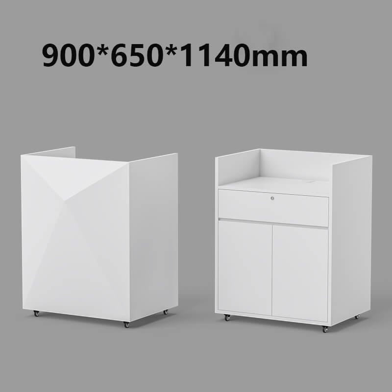 Beauty Salon Reception Desk with Casters 3 Lightweight white reception desk diamond shape available