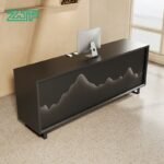 Black Reception Counter with Minimalist LED Design