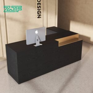 Ustorefurniture Black Wood Hotel L Shape Reception Desk
