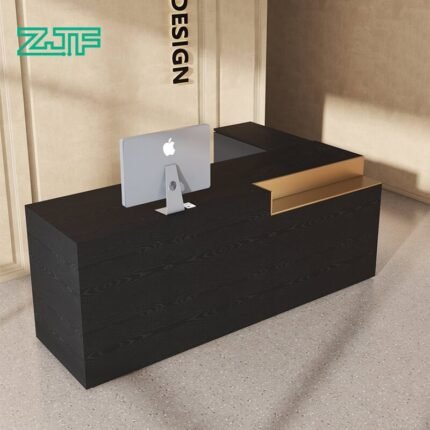 Ustorefurniture Black Wood Hotel L Shape Reception Desk