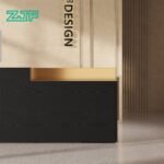 black reception desk for luxury retail stores