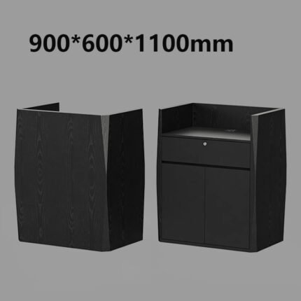 Black wood reception desk for high-end spaces