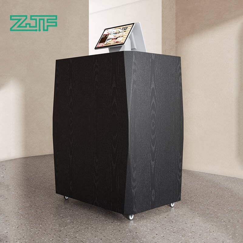 Black gloss reception desk for luxury offices