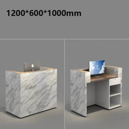Dark marble U shaped reception desk custom