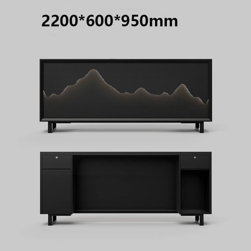 Reception Desk with Black Wood Finish for Retail Stores