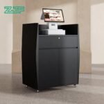Compact-Black-Reception-Desk-with-Rolling-Design