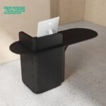 Black Wood Reception Counter with LED Lighting