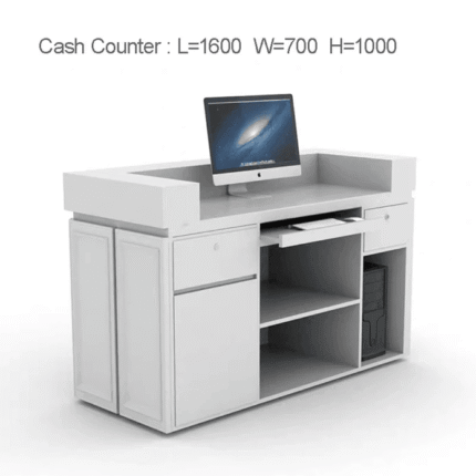 U-Shaped White Reception Counter for Office Entrances
