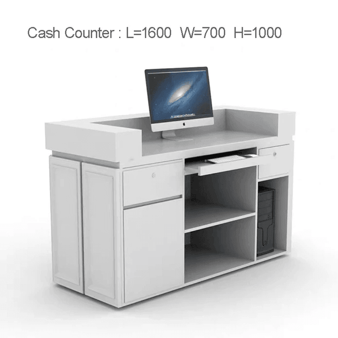 U-Shaped White Reception Counter for Office Entrances