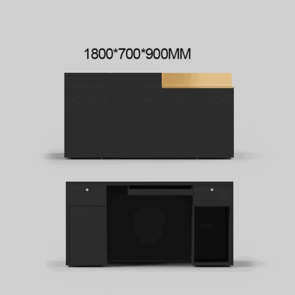 L shaped black wood desk custom for hotel lobbies