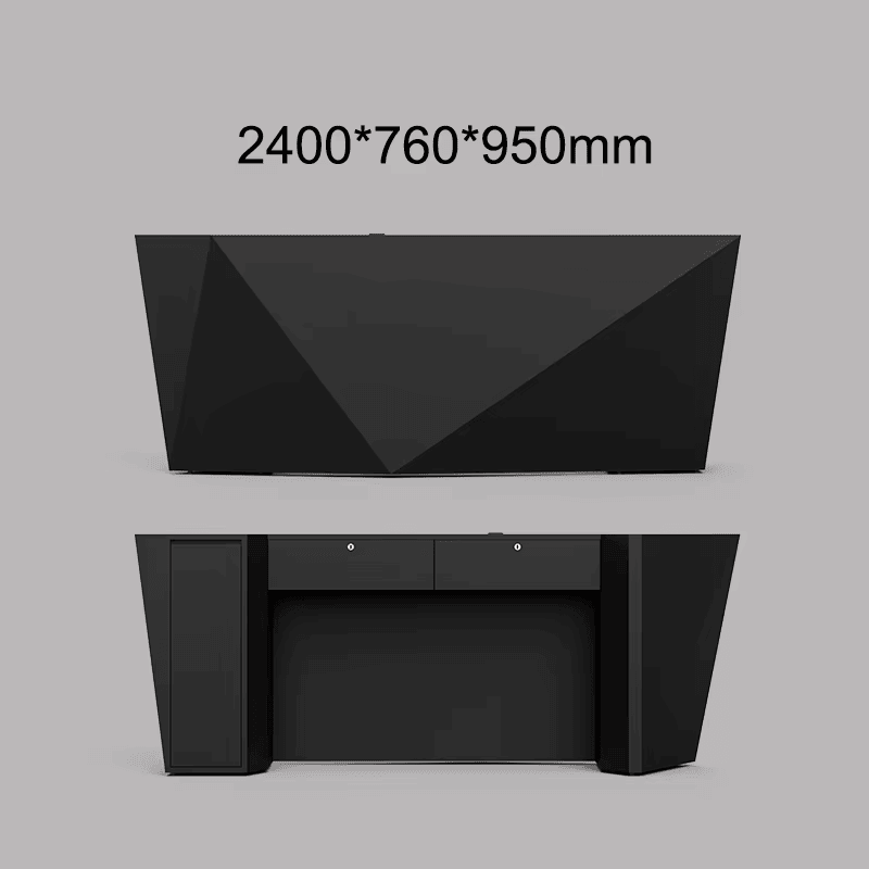 Black custom diamond shaped desk for hotels