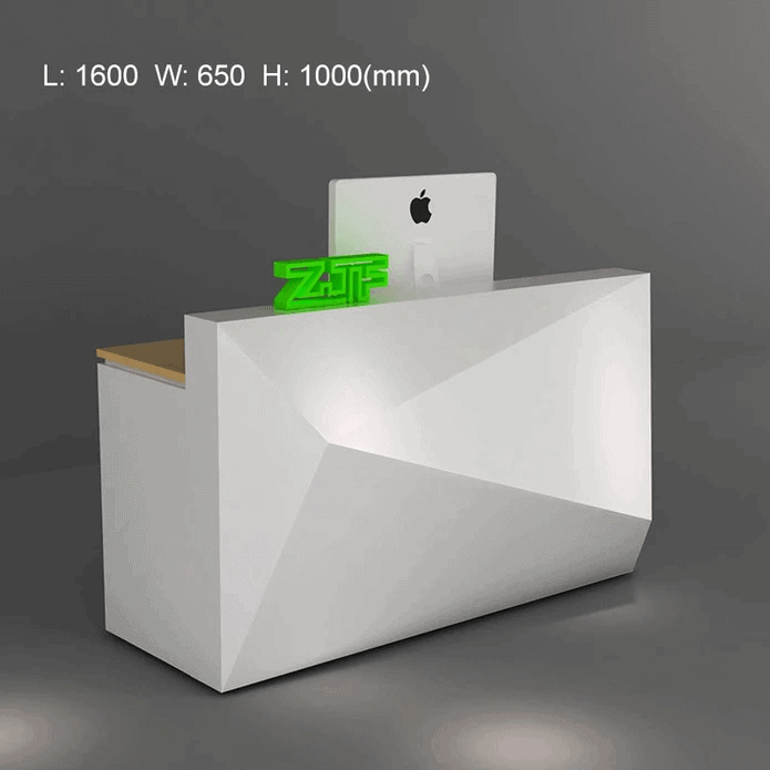 White diamond shaped desk wood custom design