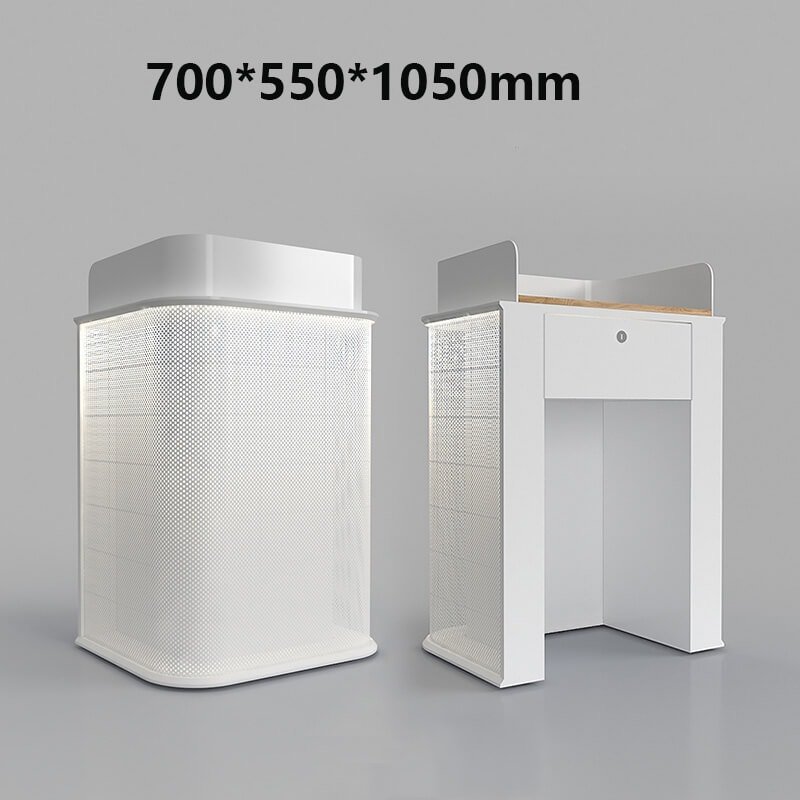 White Reception Counter with LED Lighting for Offices