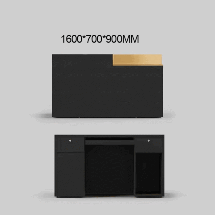 L shaped black wood desk for beauty salons