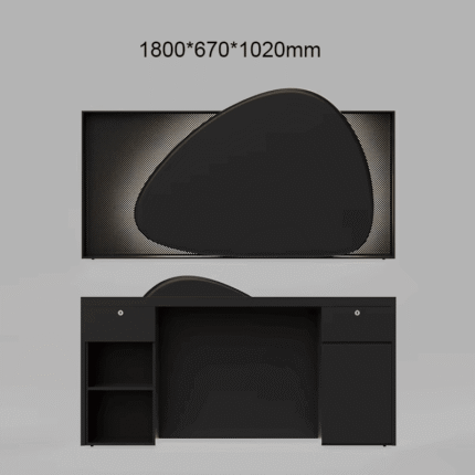 Modern 8ft Reception Desk with Cobble and LED for Hotels and Restaurants