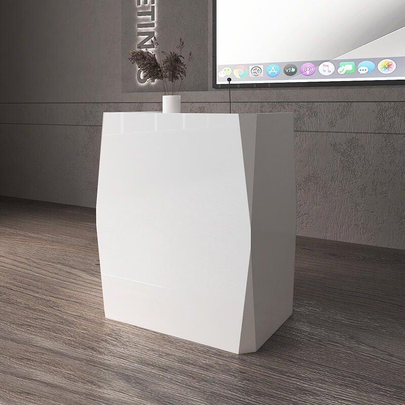 Elegant Desk for Small Office Lobbies 3 Small white reception desk lightweight and movable design
