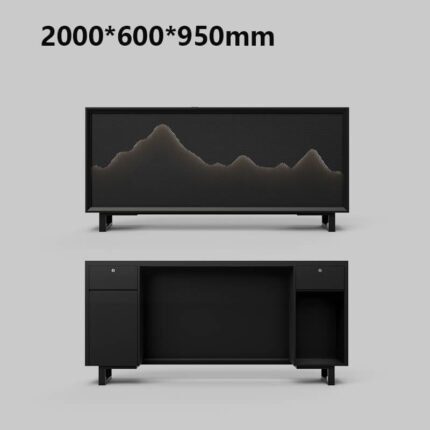 Black Reception Desk with Integrated Lighting for Offices