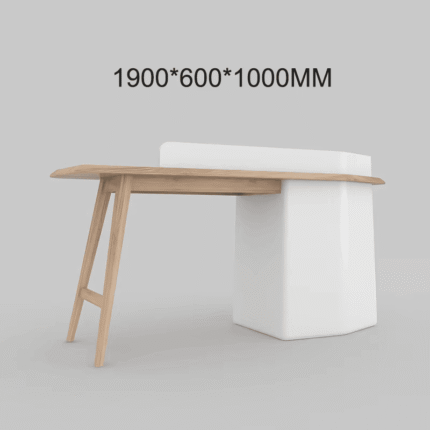 Small reception desk for salons with gold and white contrast