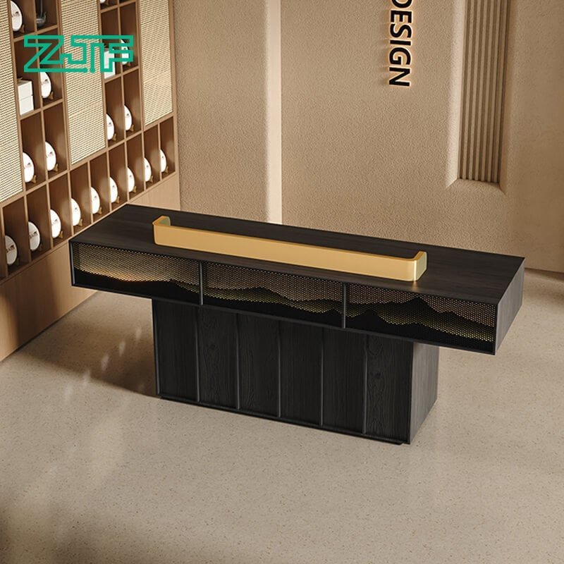 Black Reception Counter with LED Features