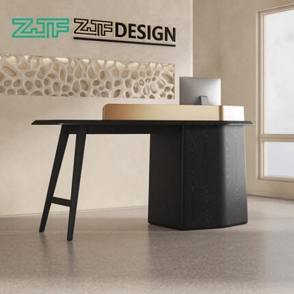 Hotels Cashier Wooden Gold Reception Desk