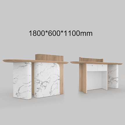Office reception desk with Carrara marble look