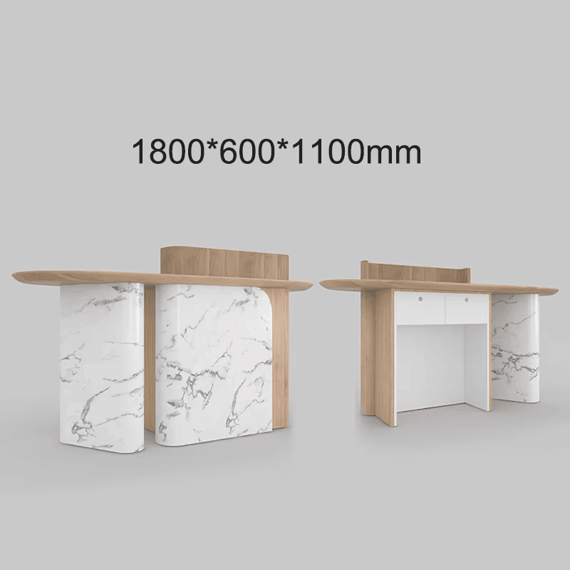 Office reception desk with Carrara marble look
