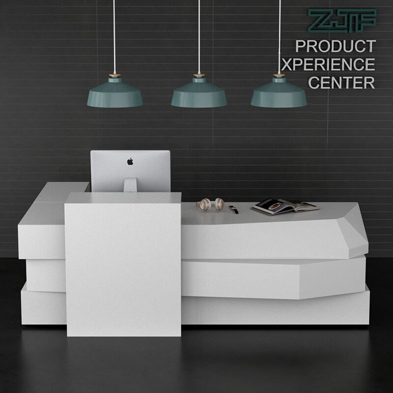 L Shaped Desk with Storage Solutions Office L shaped Modern White Reception Desks