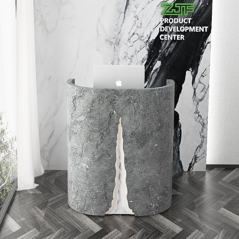 LED Reception Desk for Minimalist Designs Marble-Effect Reception Desk for Nail Studios