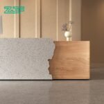 Wood and Marble Reception Counter for High-End Spaces