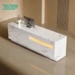 I shaped white marble desk for salons and hotels