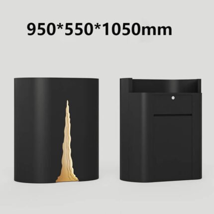 Black Reception Desk with Minimalist LED Design